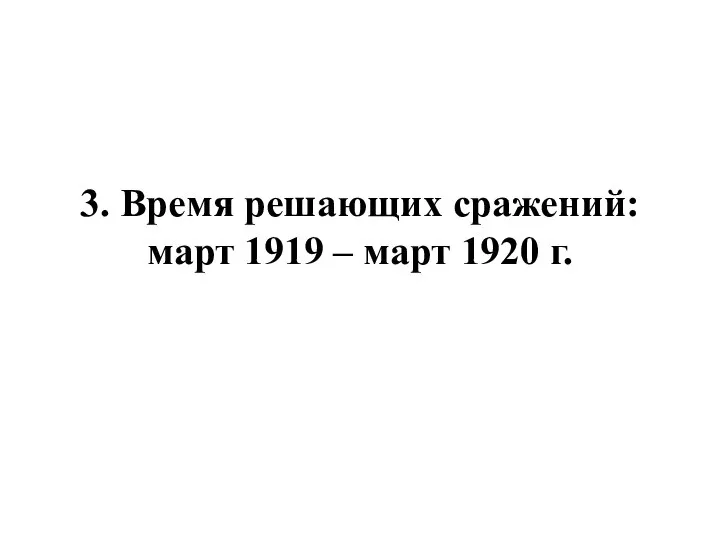 3. Время решающих сражений: март 1919 – март 1920 г.