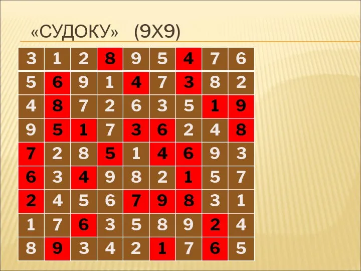 «СУДОКУ» (9Х9)