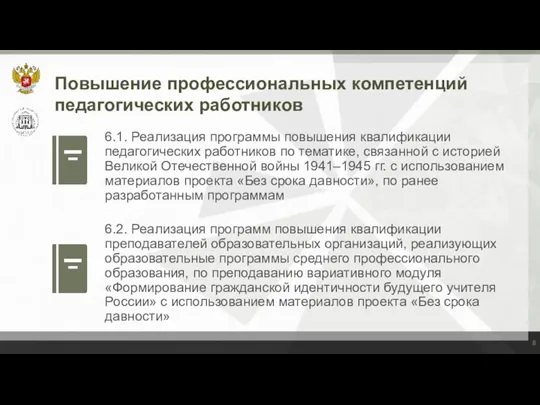 Повышение профессиональных компетенций педагогических работников 6.1. Реализация программы повышения квалификации педагогических работников