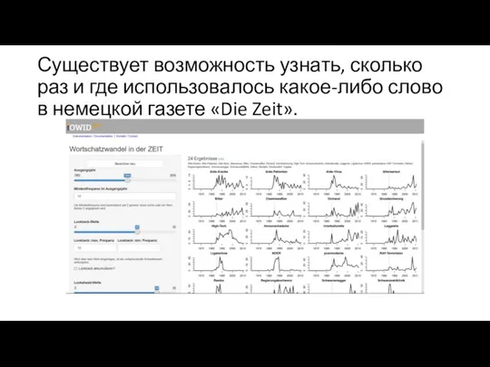 Существует возможность узнать, сколько раз и где использовалось какое-либо слово в немецкой газете «Die Zeit».