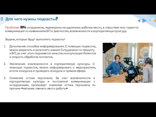 Для чего нужны подкасты? Задачи, которые будут выполнять подкасты: Дополнение способов информирования.