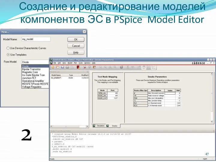 Создание и редактирование моделей компонентов ЭС в PSpice Model Editor 2