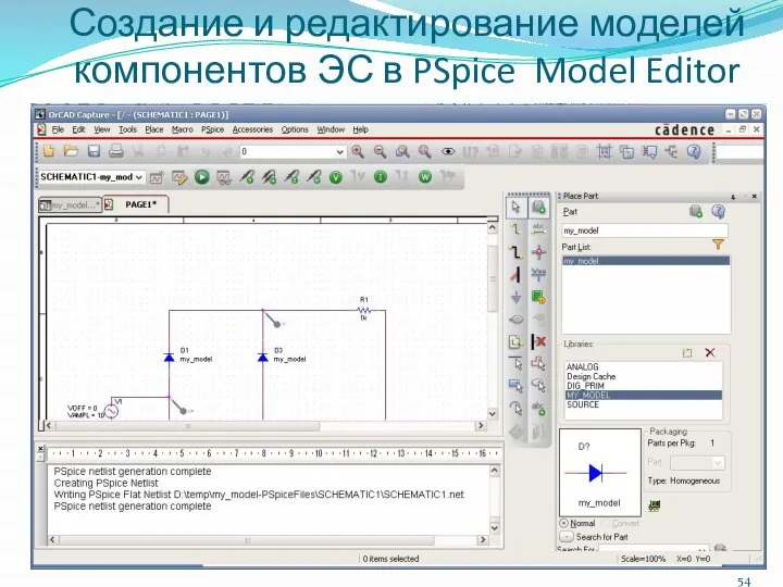 Создание и редактирование моделей компонентов ЭС в PSpice Model Editor