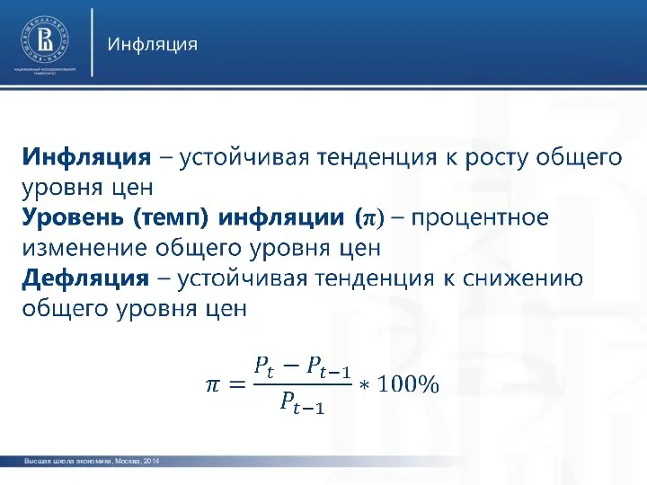 Высшая школа экономики, Москва, 2014 Инфляция