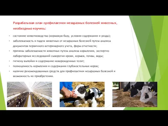 состояние животноводства (кормовую базу, условия содержания и ухода); заболеваемость и падеж животных