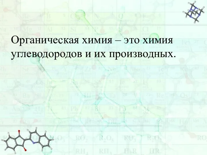 Органическая химия – это химия углеводородов и их производных.