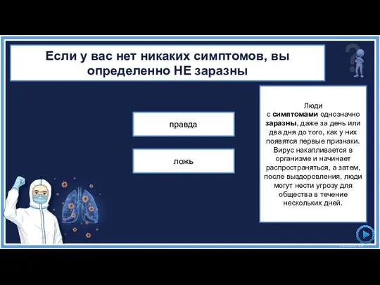 Люди с симптомами однозначно заразны, даже за день или два дня до