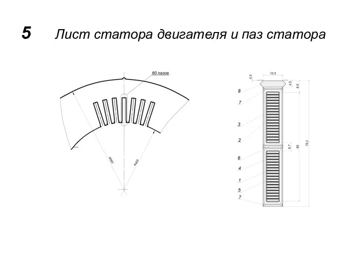 5 Лист статора двигателя и паз статора