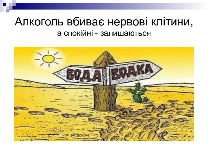 Алкоголь вбиває нервові клітини, а спокійні - залишаються