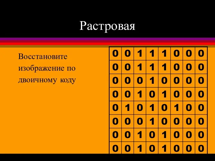 Растровая Восстановите изображение по двоичному коду