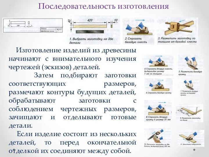 Изготовление изделий из древесины начинают с внимательного изучения чертежей (эскизов) деталей. Затем