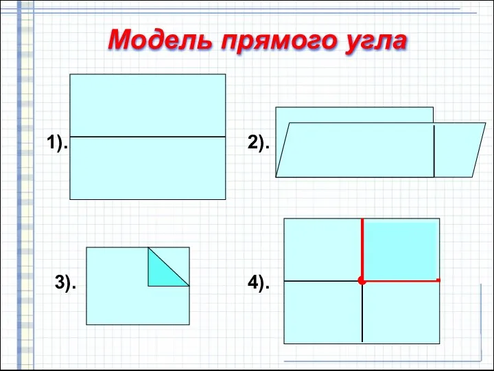 2). 3). 1). 4). Модель прямого угла