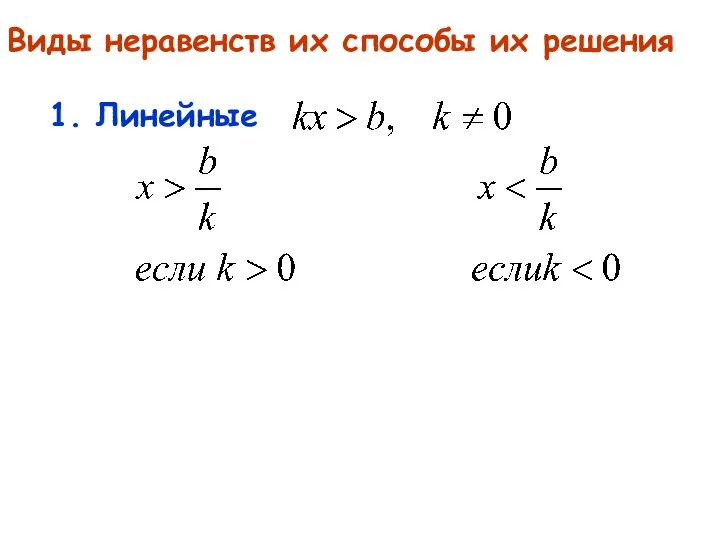 Виды неравенств их способы их решения