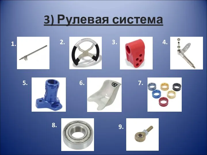 3) Рулевая система 1. 2. 3. 4. 5. 6. 7. 8. 9.