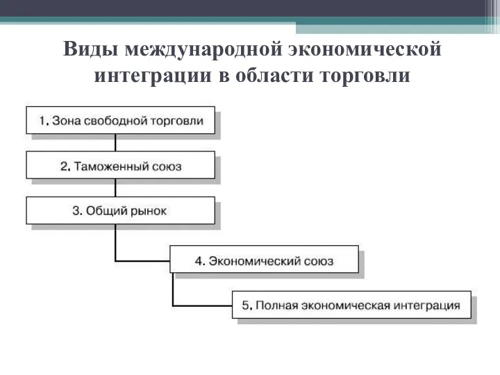 Виды международной экономической интеграции в области торговли