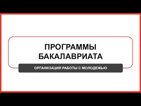 ПРОГРАММЫ БАКАЛАВРИАТА ОРГАНИЗАЦИЯ РАБОТЫ С МОЛОДЕЖЬЮ