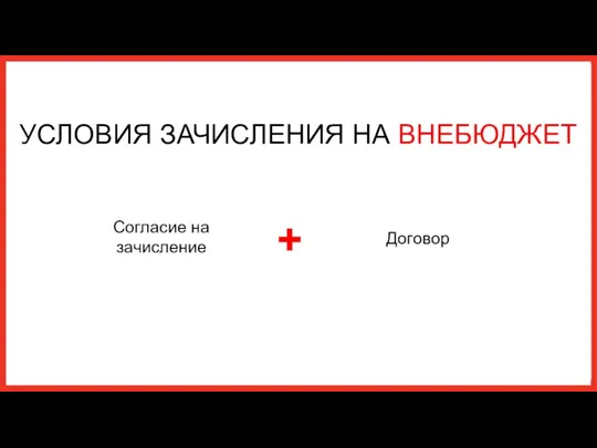 УСЛОВИЯ ЗАЧИСЛЕНИЯ НА ВНЕБЮДЖЕТ Согласие на зачисление Договор