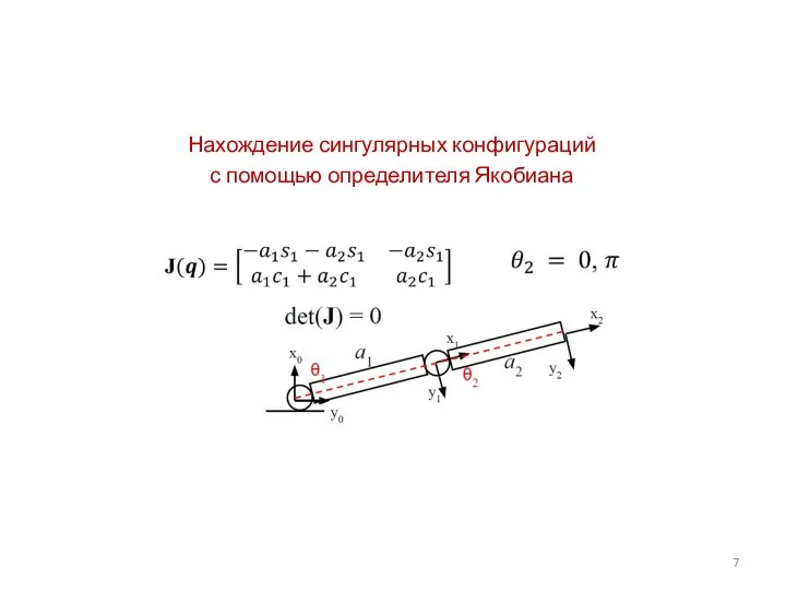 Нахождение сингулярных конфигураций с помощью определителя Якобиана