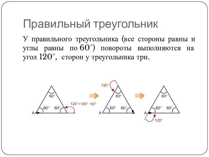 Правильный треугольник У правильного треугольника (все стороны равны и углы равны по