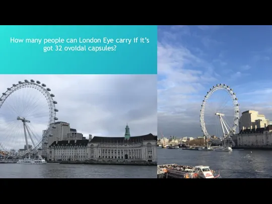 How many people can London Eye carry if it’s got 32 ovoidal capsules?