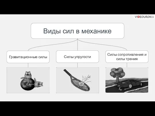 Виды сил в механике Гравитационные силы Силы упругости Силы сопротивления и силы трения