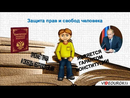 Защита прав и свобод человека ПРИЗНАЁТ ПРАВА И СВОБОДЫ НЕОТЧУЖДАЕМЫМИ ЯВЛЯЕТСЯ ГАРАНТОМ КОНСТИТУЦИИ