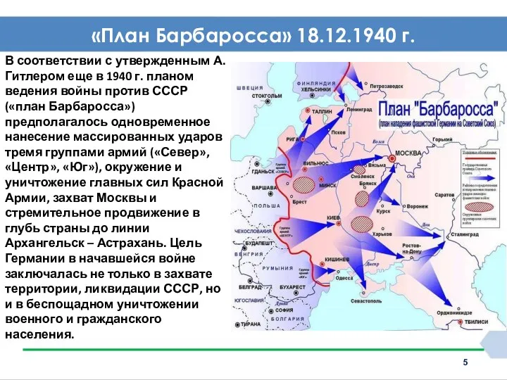 «План Барбаросса» 18.12.1940 г. В соответствии с утвержденным А. Гитлером еще в