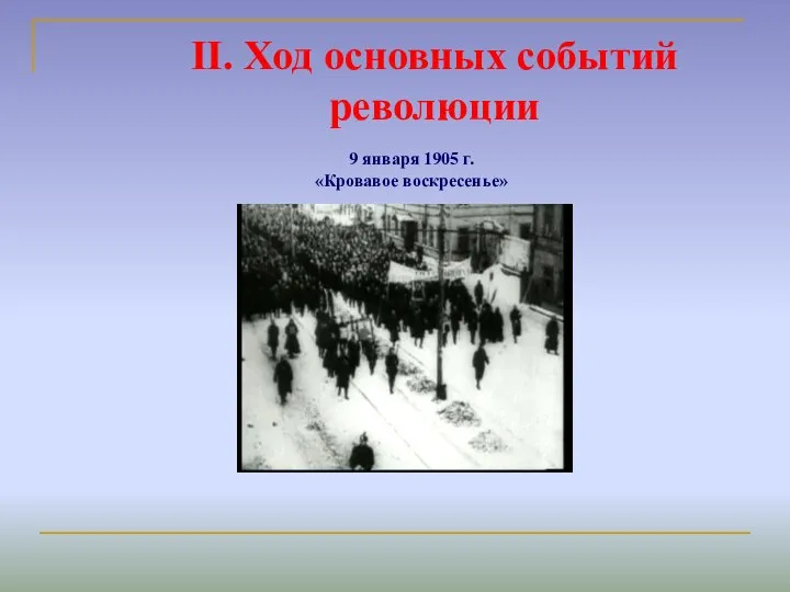 II. Ход основных событий революции 9 января 1905 г. «Кровавое воскресенье»