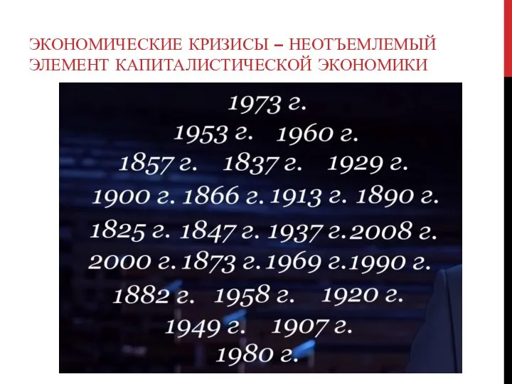 ЭКОНОМИЧЕСКИЕ КРИЗИСЫ – НЕОТЪЕМЛЕМЫЙ ЭЛЕМЕНТ КАПИТАЛИСТИЧЕСКОЙ ЭКОНОМИКИ