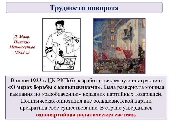В июне 1923 г. ЦК РКП(б) разработал секретную инструкцию «О мерах борьбы