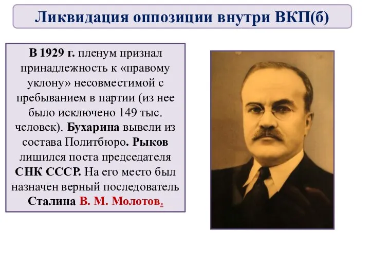 В 1929 г. пленум признал принадлежность к «правому уклону» несовместимой с пребыванием