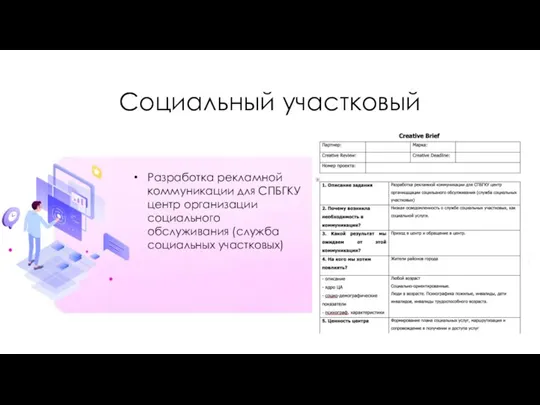 Социальный участковый Разработка рекламной коммуникации для СПБГКУ центр организации социального обслуживания (служба социальных участковых)