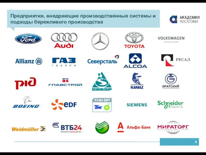 Предприятия, внедряющие производственные системы и подходы бережливого производства