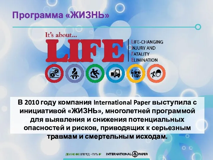 Программа «ЖИЗНЬ» В 2010 году компания International Paper выступила с инициативой «ЖИЗНЬ»,