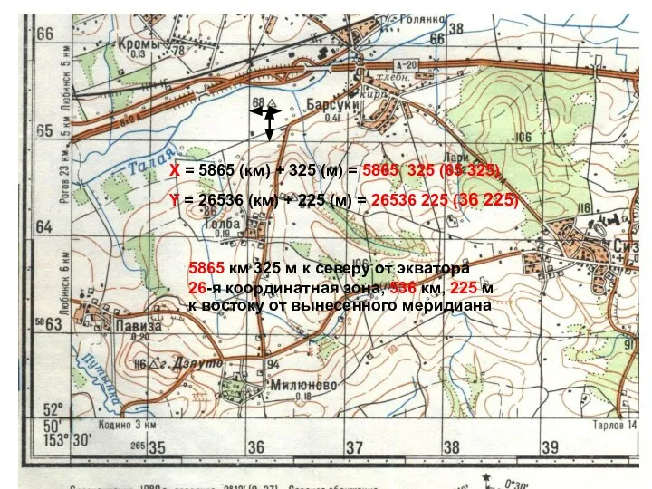 Х = 5865 (км) + 325 (м) = 5865 325 (65 325)