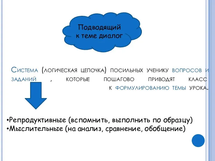 Система (логическая цепочка) посильных ученику вопросов и заданий , которые пошагово приводят