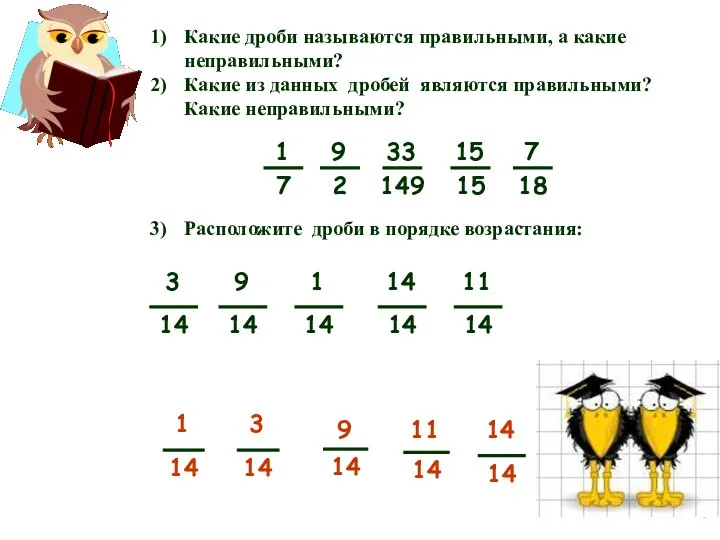 Какие дроби называются правильными, а какие неправильными? Какие из данных дробей являются