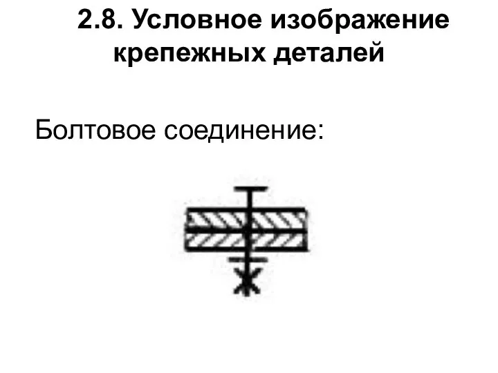 2.8. Условное изображение крепежных деталей Болтовое соединение: