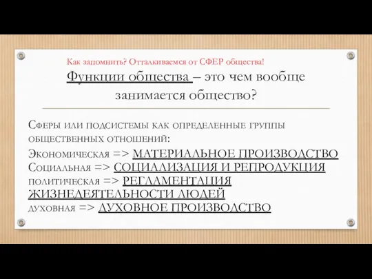 Функции общества – это чем вообще занимается общество? Как запомнить? Отталкиваемся от