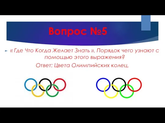 Вопрос №5 « Где Что Когда Желает Знать ». Порядок чего узнают