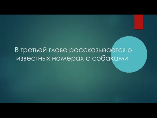 В третьей главе рассказывается о известных номерах с собаками