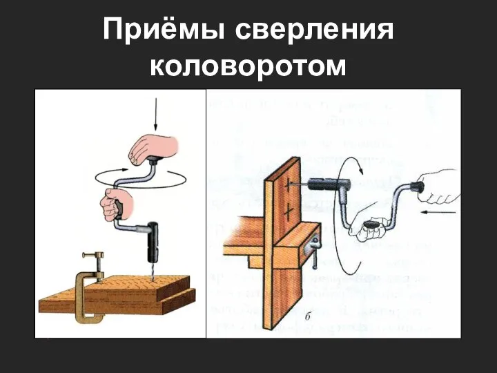 Приёмы сверления коловоротом