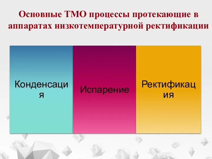 Основные ТМО процессы протекающие в аппаратах низкотемпературной ректификации