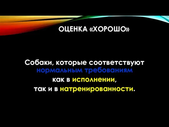 ОЦЕНКА «ХОРОШО» Собаки, которые соответствуют нормальным требованиям как в исполнении, так и в натренированности.