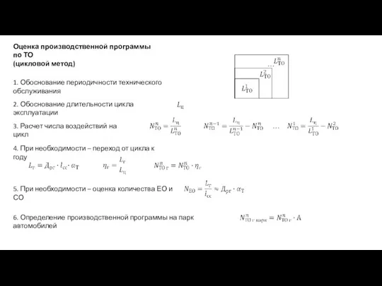 Оценка производственной программы по ТО (цикловой метод) 1. Обоснование периодичности технического обслуживания