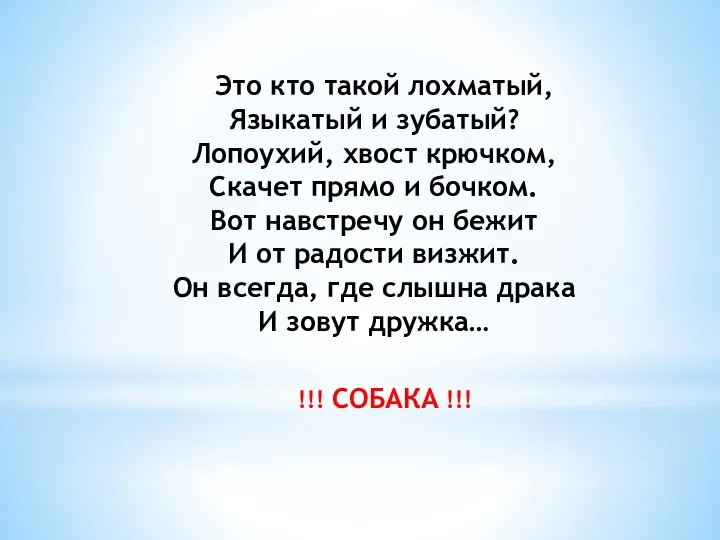 Это кто такой лохматый, Языкатый и зубатый? Лопоухий, хвост крючком, Скачет прямо