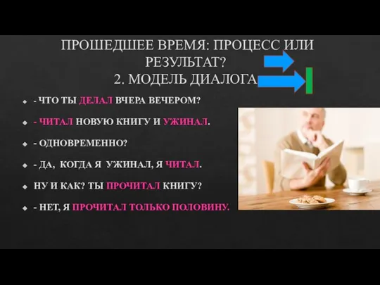 ПРОШЕДШЕЕ ВРЕМЯ: ПРОЦЕСС ИЛИ РЕЗУЛЬТАТ? 2. МОДЕЛЬ ДИАЛОГА - ЧТО ТЫ ДЕЛАЛ