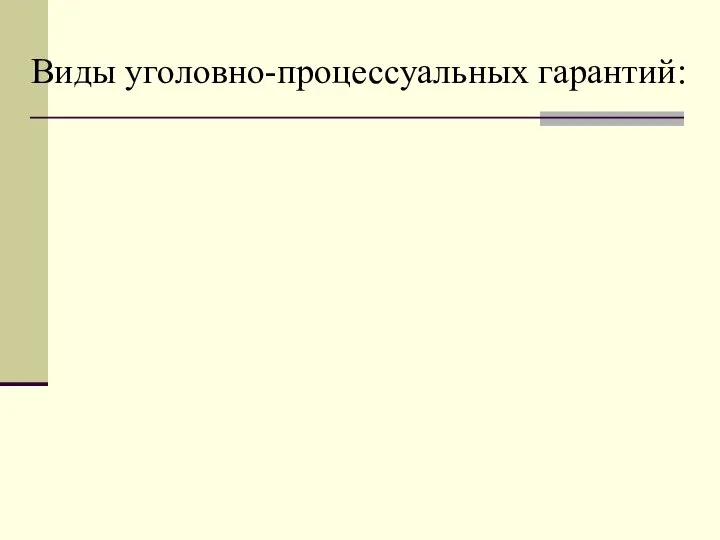 Виды уголовно-процессуальных гарантий: