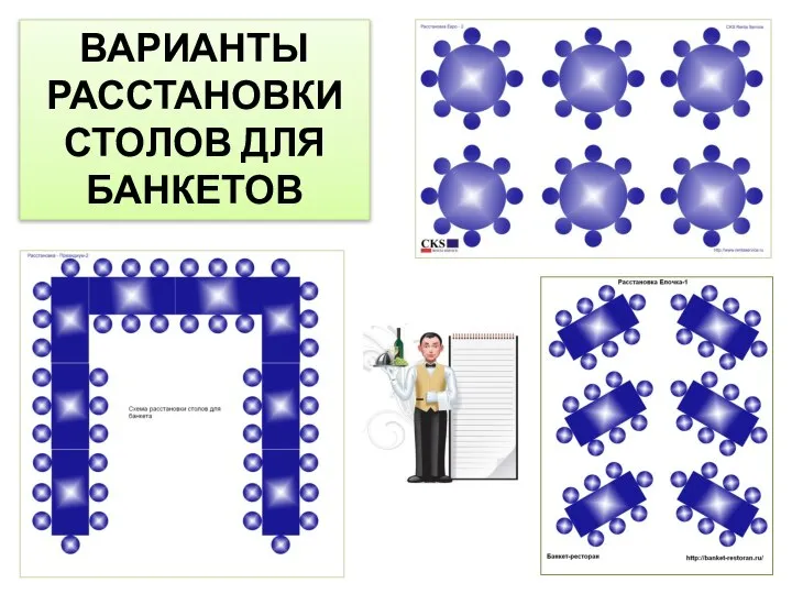 ВАРИАНТЫ РАССТАНОВКИ СТОЛОВ ДЛЯ БАНКЕТОВ