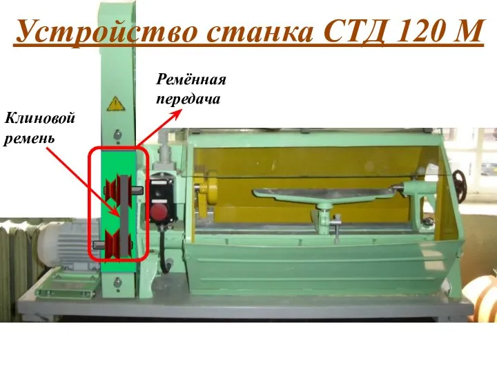 Устройство станка СТД 120 М Клиновой ремень Ремённая передача